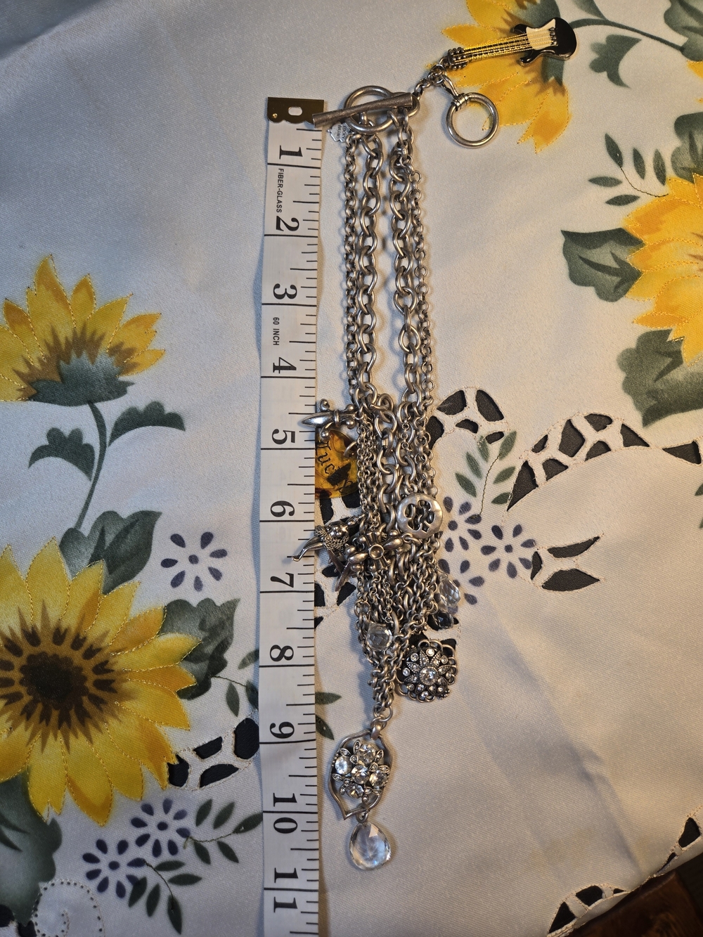 Lucky Brand Silver-Tone Multi-Strand Pendant Necklace with Amber Tag - Picture 5 of 5